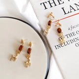 Vintage Wooden Beads Deer Earrings for Girls Women