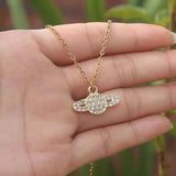Planet Saturn Pendant Necklace Crystal Choker Vintage Y2K Accessories