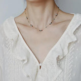 316L Stainless Steel Pine Stone Pattern Glass Wine Red Beads Necklace For Women