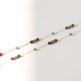 316L Stainless Steel Pine Stone Pattern Glass Wine Red Beads Necklace For Women