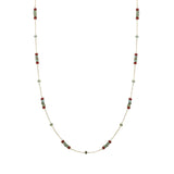 316L Stainless Steel Pine Stone Pattern Glass Wine Red Beads Necklace For Women