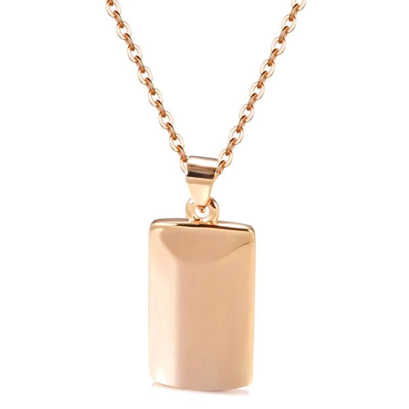 Glossy 585 Rose Dangle Necklace Square Necklace For Women Party Fine Jewelry