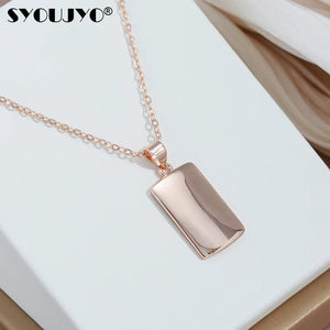 Glossy 585 Rose Dangle Necklace Square Necklace For Women Party Fine Jewelry