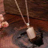 Glossy 585 Rose Dangle Necklace Square Necklace For Women Party Fine Jewelry