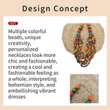 BARWODO Bohemian Statement Necklace Layer Beads Wood Pendant Choker Vintage Ethn