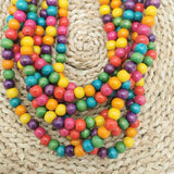 BARWODO Bohemian Statement Necklace Layer Beads Wood Pendant Choker Vintage Ethn