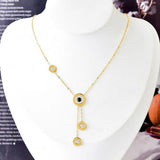 Layered Pearl Necklace Four Leaf Flower Pendant Stainless Steel Jewelry