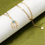 Vintage Pearl Horseshoe Pendant Necklace for Women, Gold Alloy Pendant