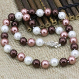 Multicolor Shell Simulated-Pearl 10mm Beads Necklace Choker