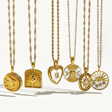 Celestial Collection Moon Star Sun Coin Pendant Necklace 18K Plated
