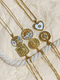 Celestial Collection Moon Star Sun Coin Pendant Necklace 18K Plated