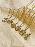 Celestial Collection Moon Star Sun Coin Pendant Necklace 18K Plated