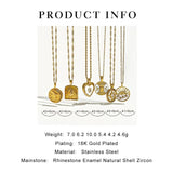 Celestial Collection Moon Star Sun Coin Pendant Necklace 18K Plated