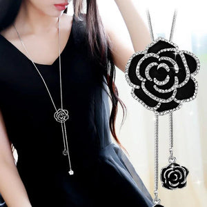 Camellia Sweater Necklaces Long Winter Necklace Flower Rose Jewelry