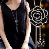 Camellia Sweater Necklaces Long Winter Necklace Flower Rose Jewelry