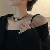 Camellia Necklace Choker Leather Neckchain Jewelry