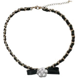 Camellia Necklace Choker Leather Neckchain Jewelry