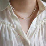 18K Korea INS Bead Stitching Pearl Necklace for Women