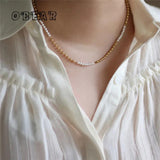 18K Korea INS Bead Stitching Pearl Necklace for Women