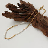 18K Korea INS Bead Stitching Pearl Necklace for Women