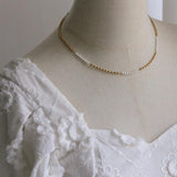 18K Korea INS Bead Stitching Pearl Necklace for Women