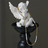 18K Korea INS Bead Stitching Pearl Necklace for Women
