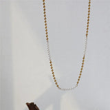 18K Korea INS Bead Stitching Pearl Necklace for Women