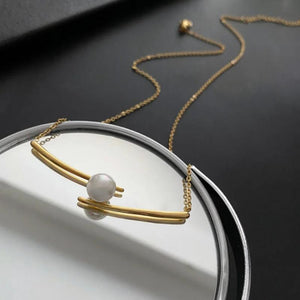 316L Stainless Steel Niche Cross Pearl Necklace