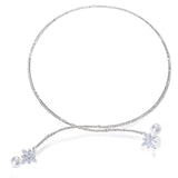 Retro Women Necklace Rhinestones Cubic Zirconia Flower Faux Pearls