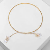 Retro Women Necklace Rhinestones Cubic Zirconia Flower Faux Pearls