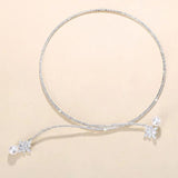 Retro Women Necklace Rhinestones Cubic Zirconia Flower Faux Pearls