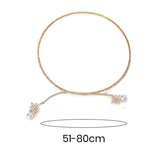 Retro Women Necklace Rhinestones Cubic Zirconia Flower Faux Pearls