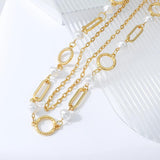 Pearl Circle Link Chain Multilayer Choker Necklace Charm Chain