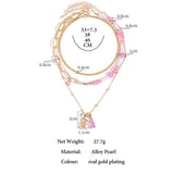 Pink Bear Flower Pearl Beaded Necklace Eye Chain Choker Jewelry
