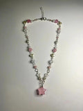 Pink Star Pearl Beaded Charm Necklace Jewelry Y2K