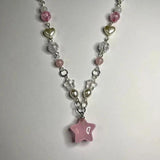 Pink Star Pearl Beaded Charm Necklace Jewelry Y2K