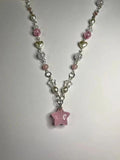 Pink Star Pearl Beaded Charm Necklace Jewelry Y2K