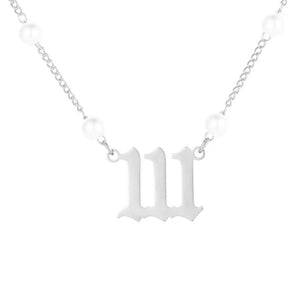Stainless Steel Angel Number Pearl Necklace for Women