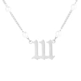 Stainless Steel Angel Number Pearl Necklace for Women