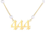 Stainless Steel Angel Number Pearl Necklace for Women