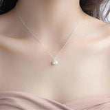 Foxanry Silver Pearl Necklace Open Shell Pendant Clavicle Chain Jewelry