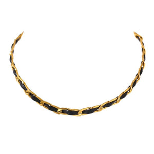 PU Leather Metal Collar Necklace Stainless Steel 18 K
