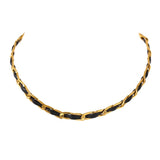 PU Leather Metal Collar Necklace Stainless Steel 18 K
