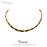 PU Leather Metal Collar Necklace Stainless Steel 18 K