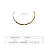 PU Leather Metal Collar Necklace Stainless Steel 18 K