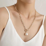 Vintage Multilayer Pendant Necklace Women Cross Pearl Heart Key lock Necklaces