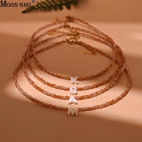 Stainless Steel Initial Necklace Crystal Mother of Pearl Letter Necklace
