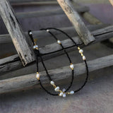 Spinel Crystal Choker Necklace Baroque Pearl Charm Short Boho Necklace