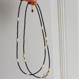 Spinel Crystal Choker Necklace Baroque Pearl Charm Short Boho Necklace