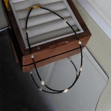Spinel Crystal Choker Necklace Baroque Pearl Charm Short Boho Necklace